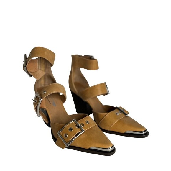 Free People X Jeffrey Campbell Hendrix Heels Tan Leather Size 6 NEW - Picture 2 of 7